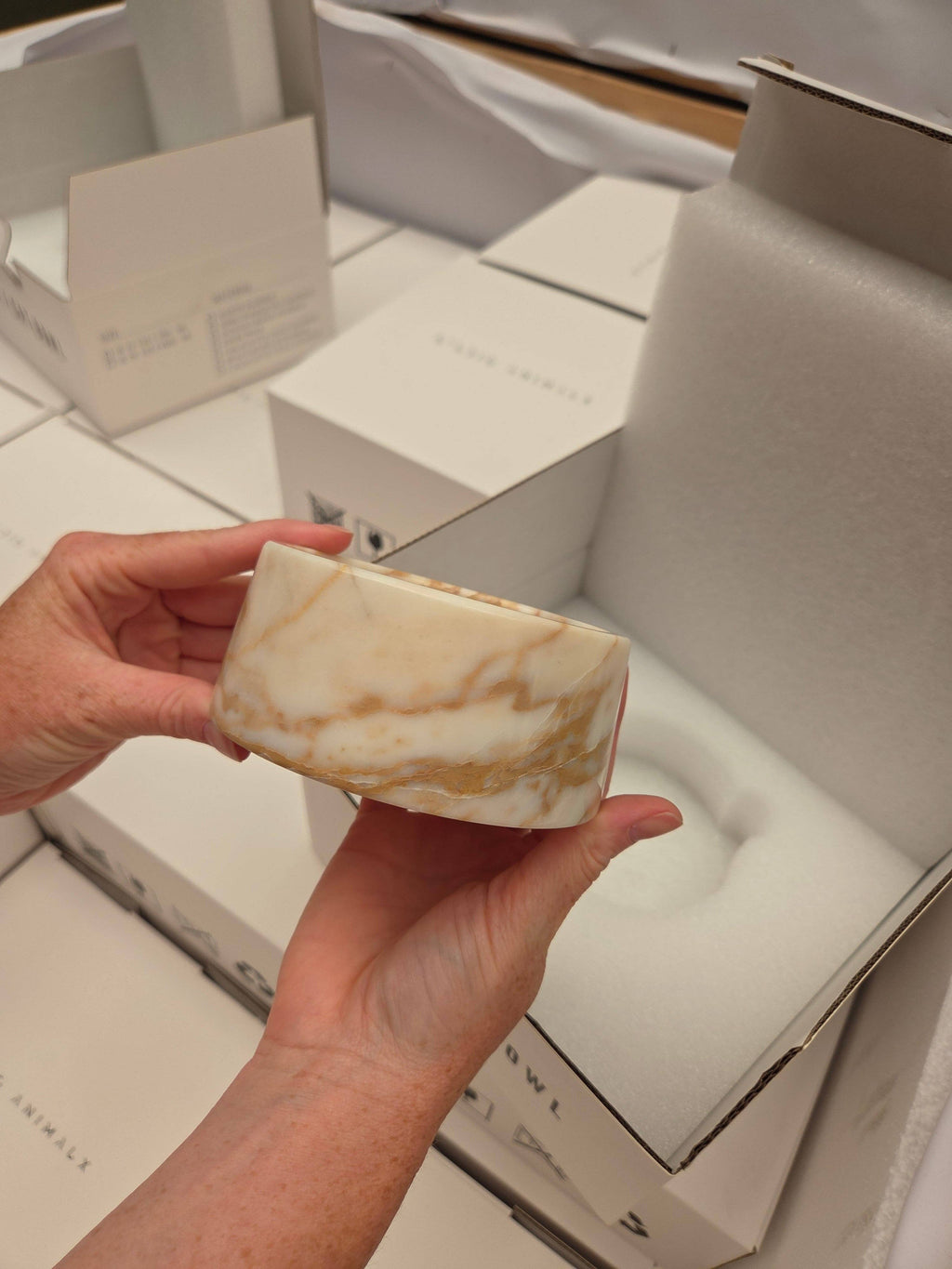 Marble food and drink bowl | Calacatta Gold