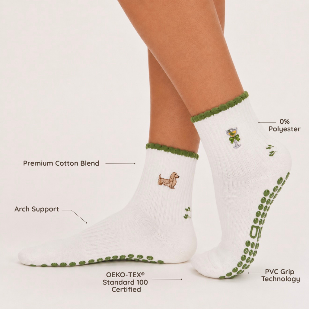 Dachshund & Dirty Martini Double Sided Pilates Grip Sock