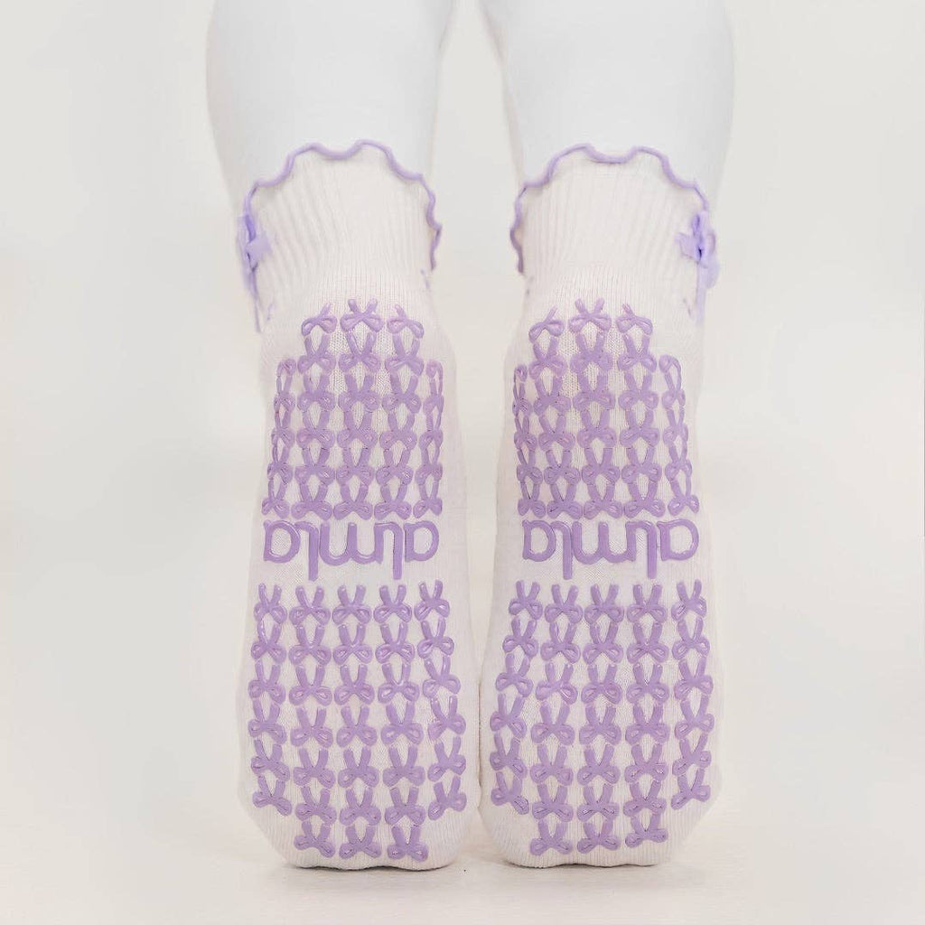 Lavender Bow Pattern Grip Sock Non-Slip Pilates & Barre Sock