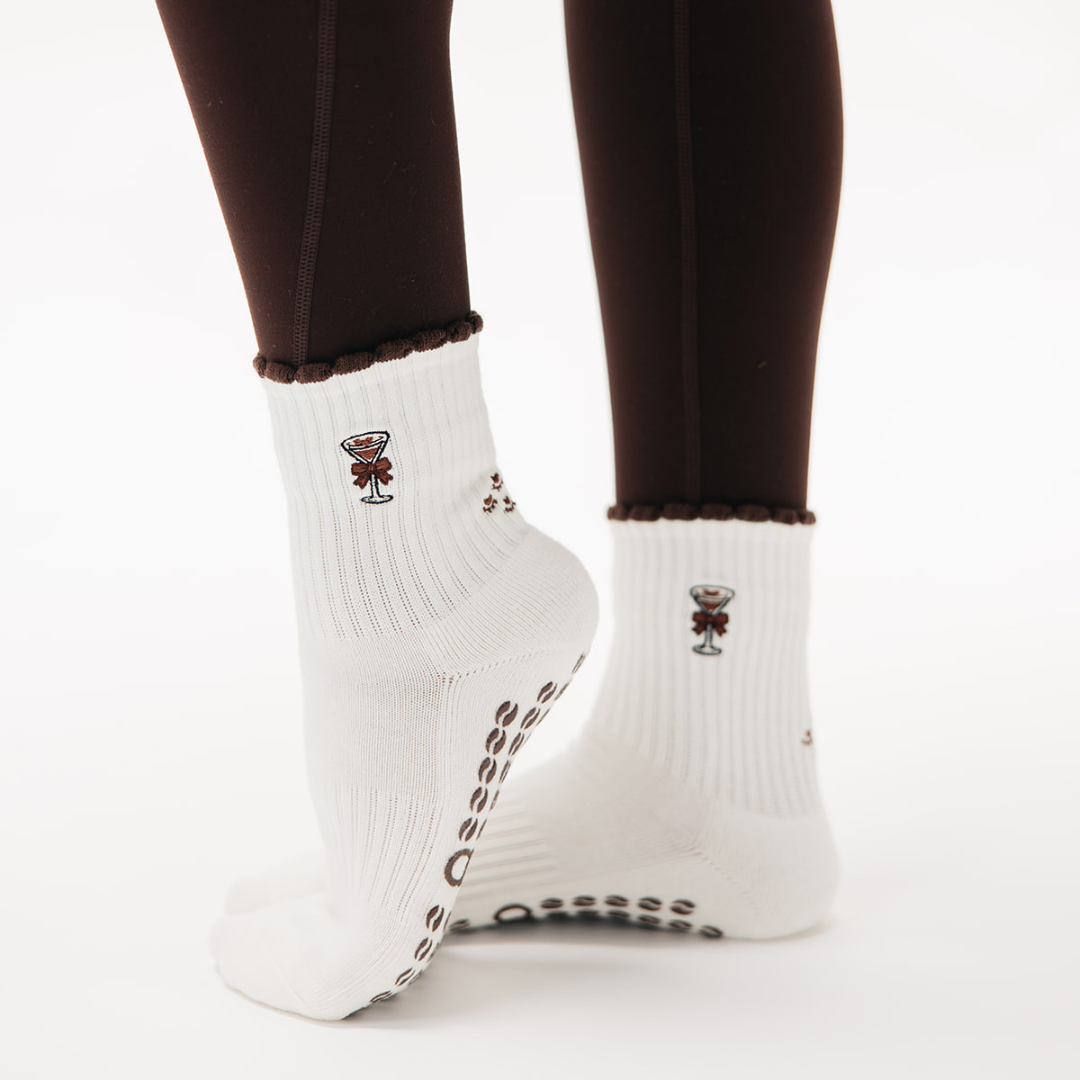 Dachshund & Espresso Martini Double Sided Pilates Grip Sock