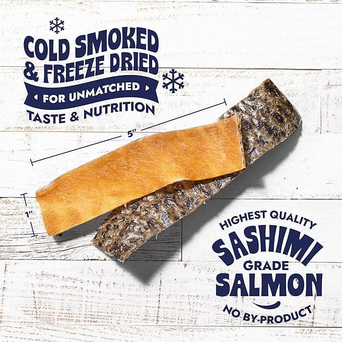 Freeze-Dried Salmon Skin Strips for Dogs, 2oz